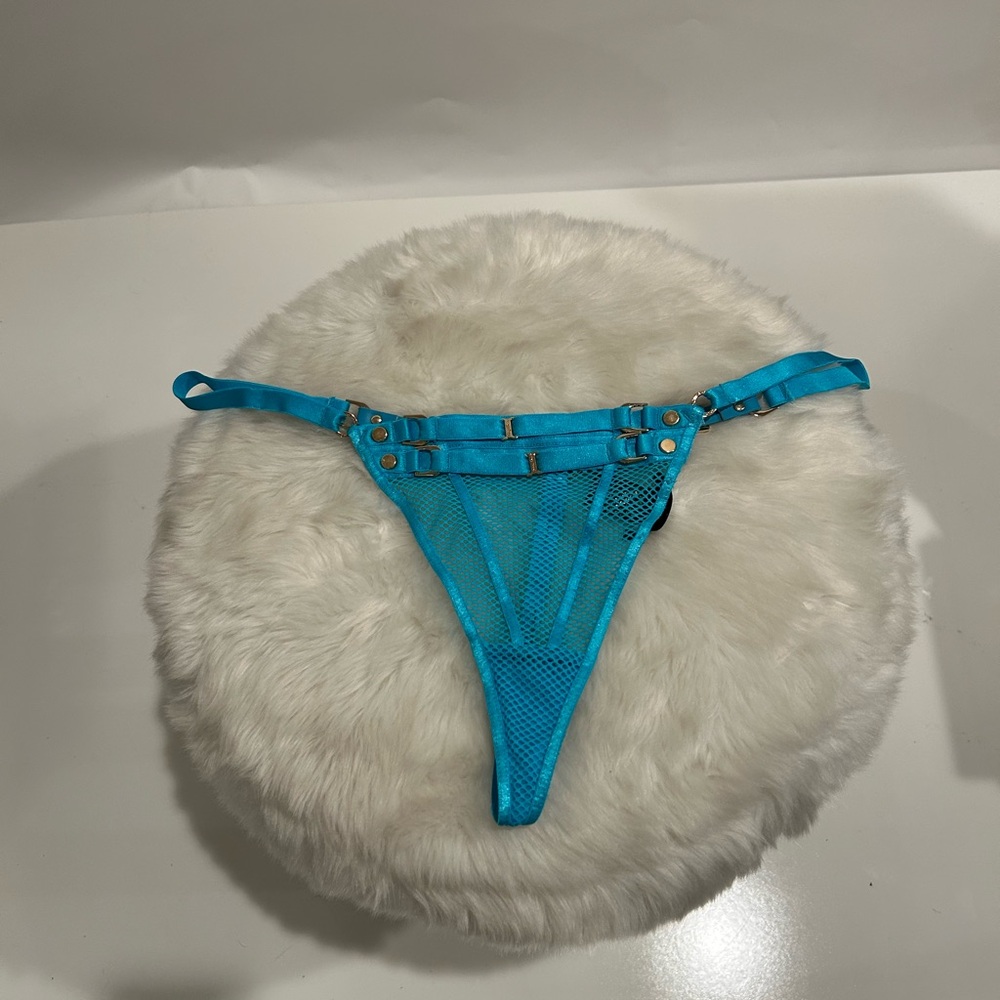 EUC Honey Birdette Jasmin Turquoise Mesh Thong XL